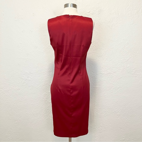 Vintage 90s Y2K Dress Sheath Red Satin Beaded Goth Gothic Retro CDC 6 - Picture 11 of 16